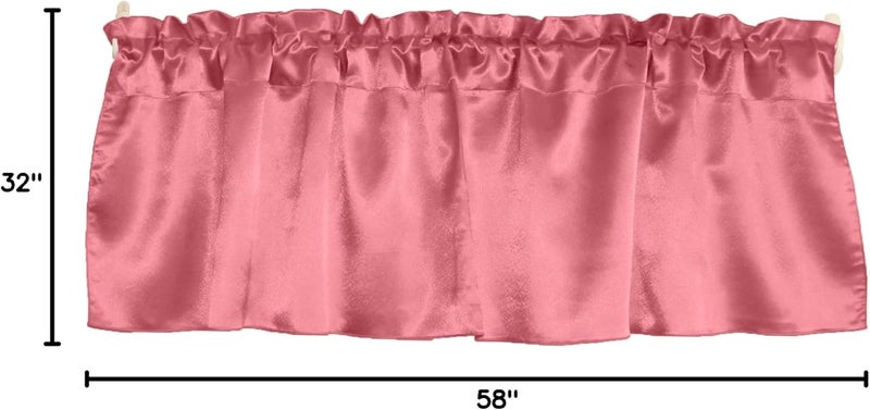 Zen Creative Designs Solid Shiny Satin Window Valance Home Décor Bedroom Nursery Kitchen Window (58" Wide x 32" Long, Coral) - Image 3